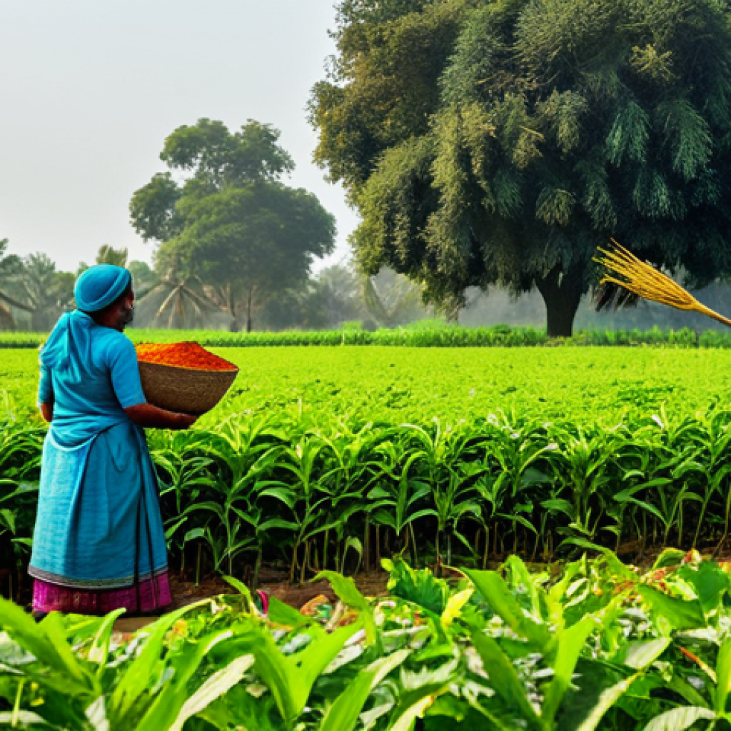 Spice Harvest Scene**
"A vibrant and colourful scene of farmers harvesting spices in a lush field, fully clothed in traditional South Asian attire, appropriate content, safe for work. The sun is shining, and the air is filled with the aroma of spices. Perfect anatomy, correct proportions, natural pose. Professional photography, high quality, family-friendly."
**