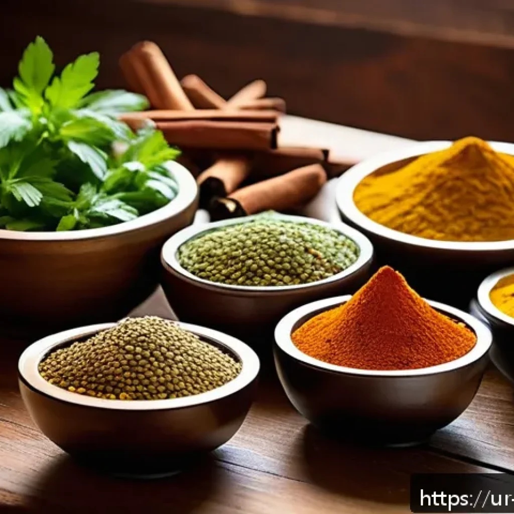 각국의 인기 향신료 블렌드 순위 - A vibrant kitchen scene showcasing an array of traditional South Asian spices artistically arranged ...